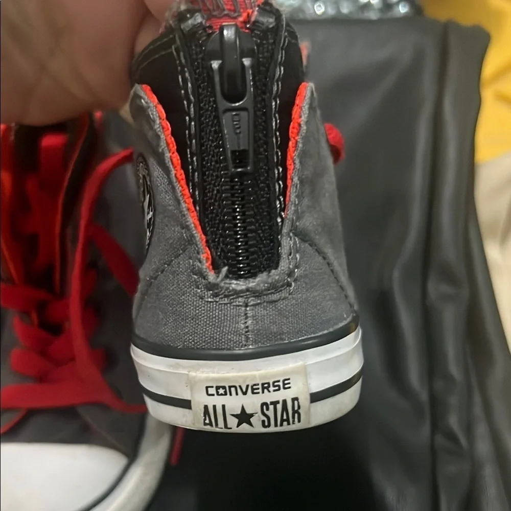 Converse Red and Gray High-Top Sneakers